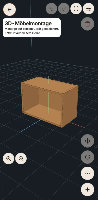 3D-Arbeitsraum mit montierter Wandnische und Bewegungssteuerung.