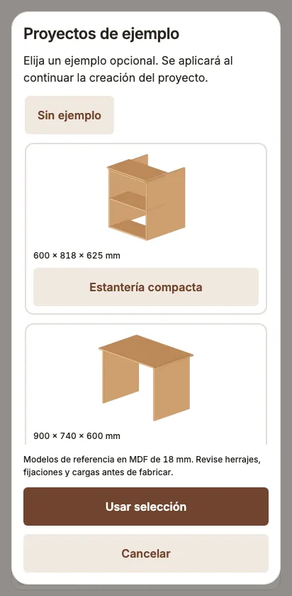 Catálogo con estantería y mesa auxiliar.